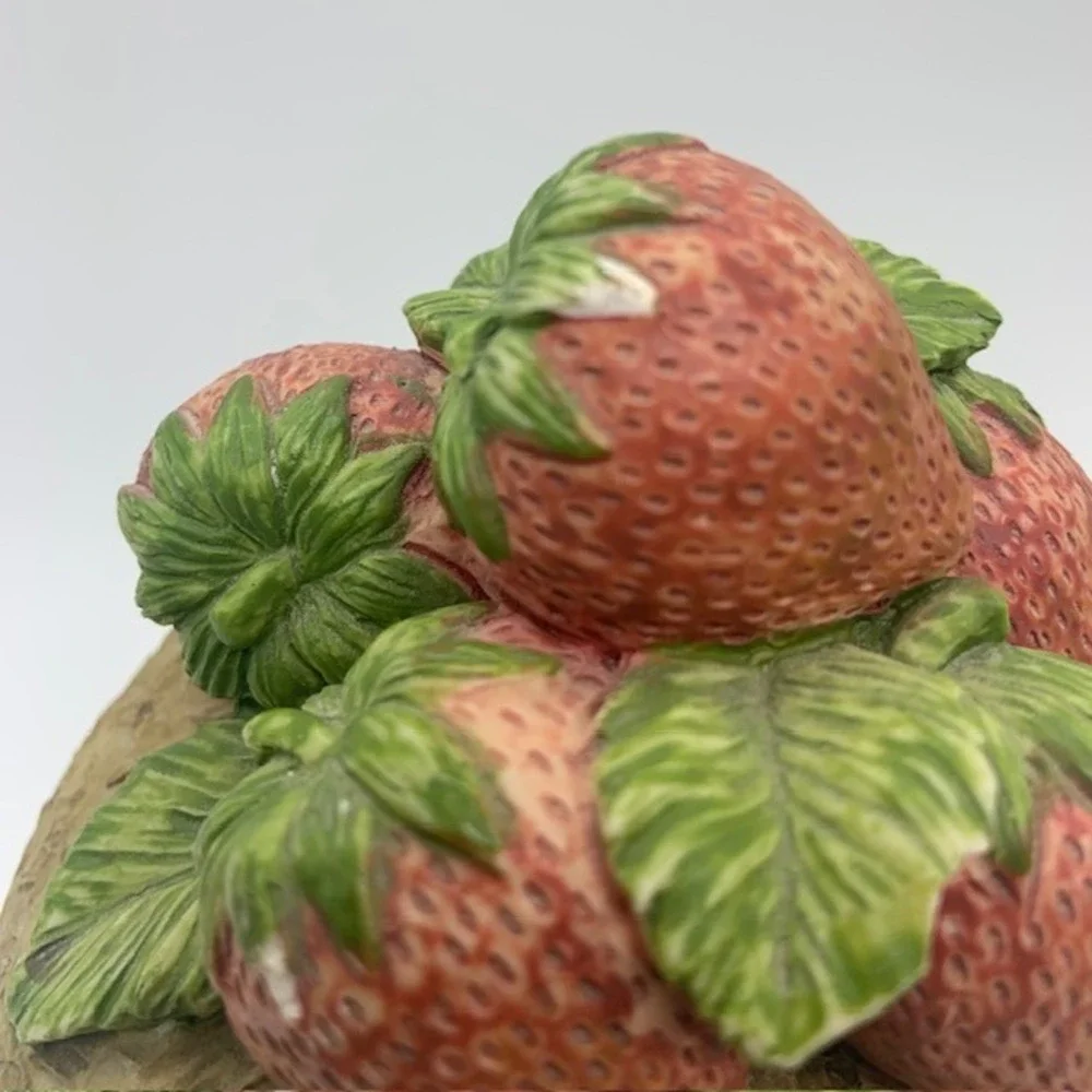 Strawberry Glass Canister Cottagecore Kitchen Storage Jar Ceramic Fruit Lid Cork
